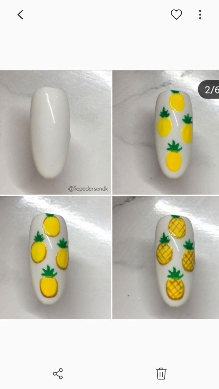Жёлтый маникюр с ананасом
