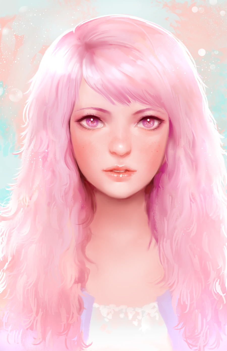 Девушка арт. Розовый арт. Розовые волосы арт. Арты девушек с розовыми волосами. Розовая нарисованная девочка