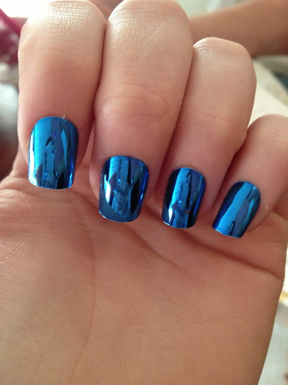 Синий металлик ногти