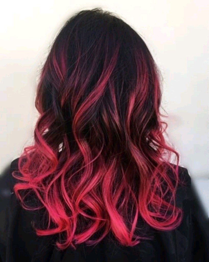 Окраска волос розовые концы на темные волосы