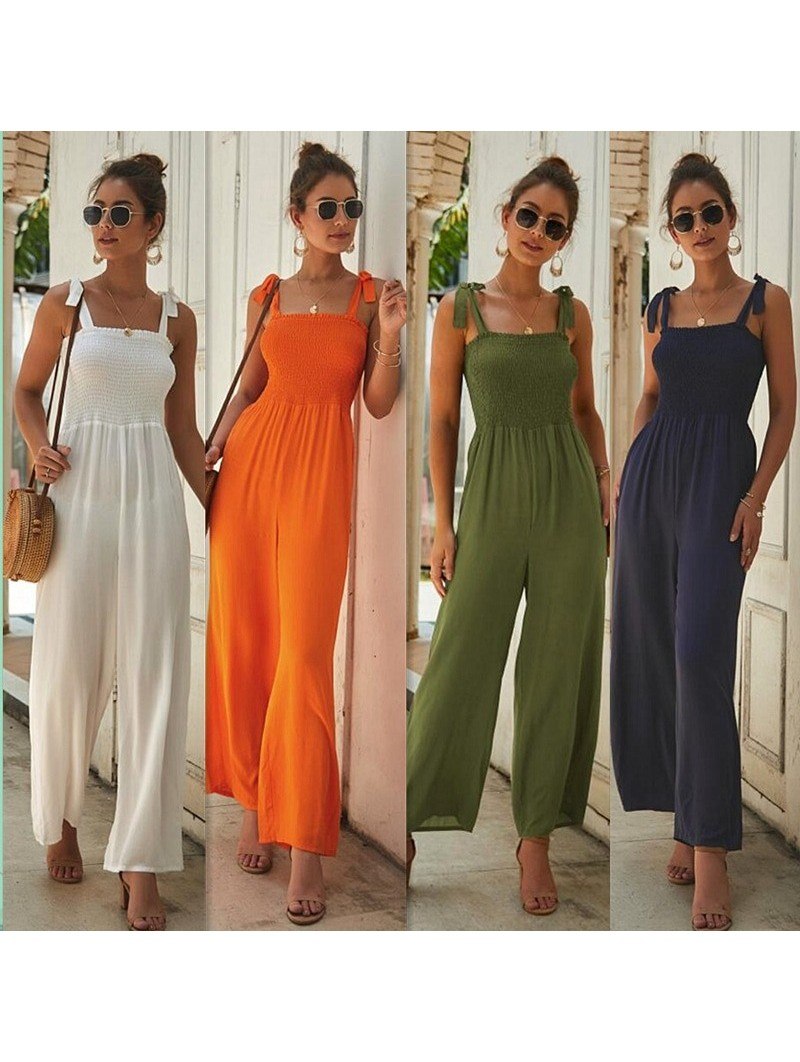 Однотонный комбинезон с открытыми плечами (46 фото)