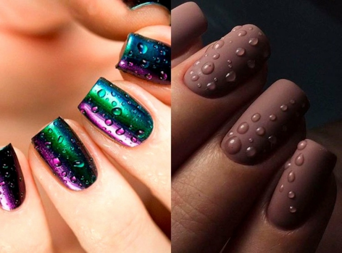 Маникюр с капельками воды