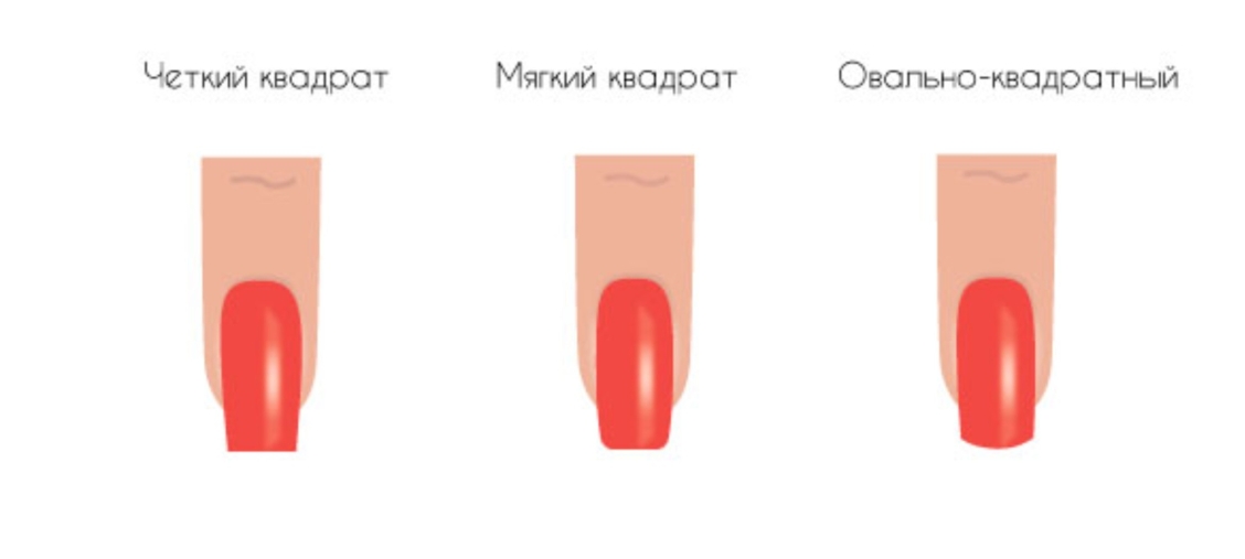Отличия формы ногтей квадрат и мягкий квадрат