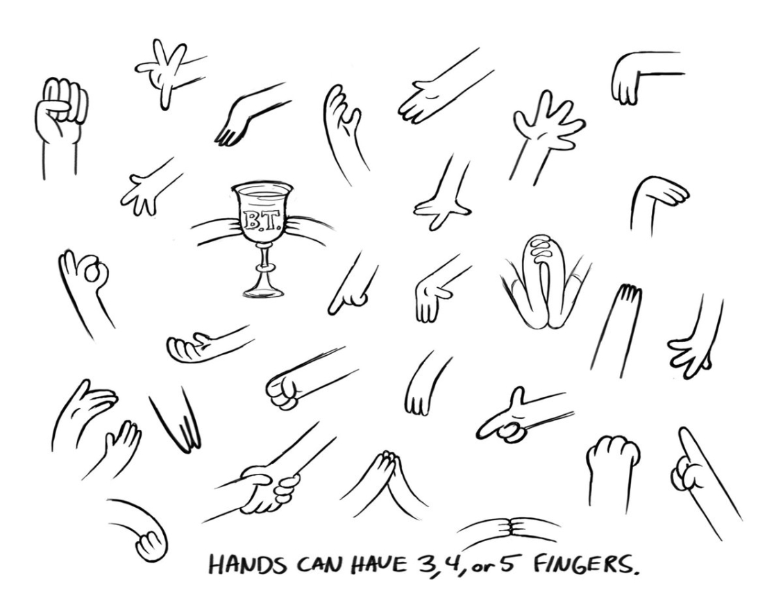 Эскизы рук в мультяшном стиле