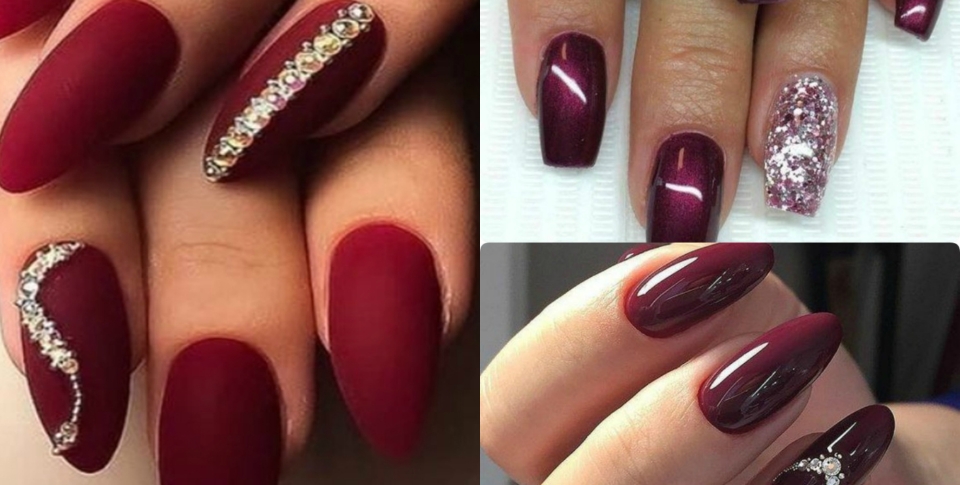 Ногти к бордовому платью