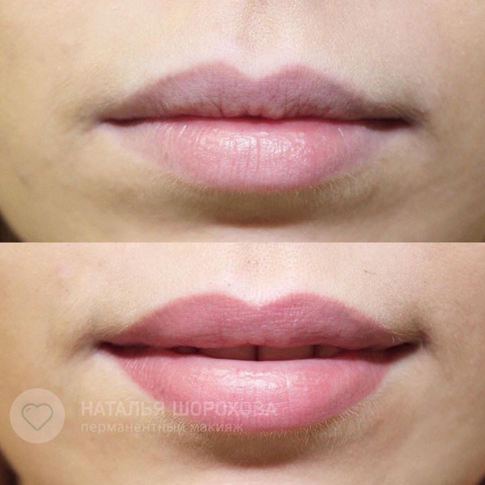 Татуаж или увеличение губ. Контур губ перманентный. Перманентный макияж губ. Перманент губ до и после. Татуаж губ с растушевкой.