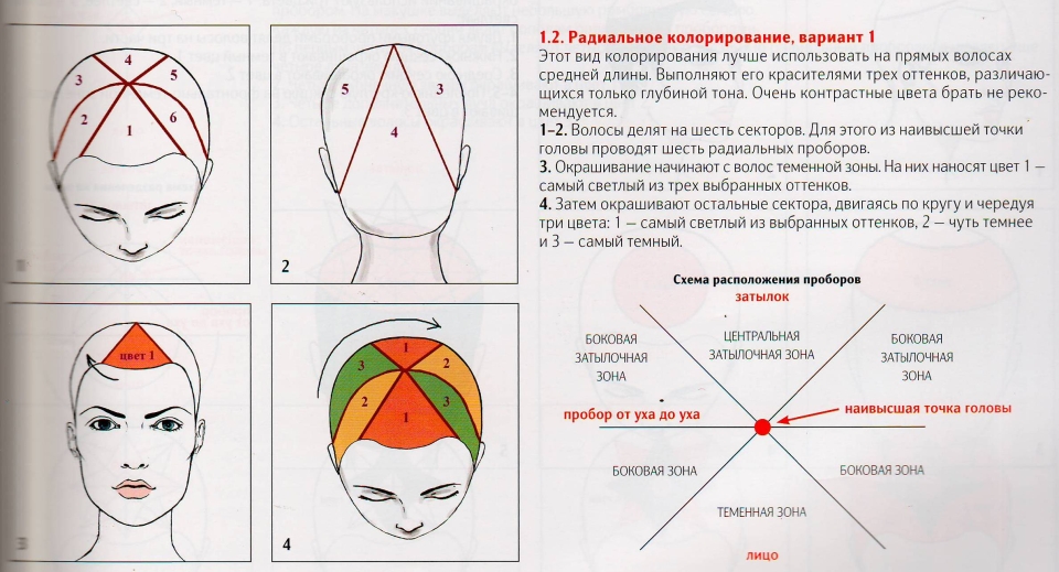 Блочное окрашивание волос схемы