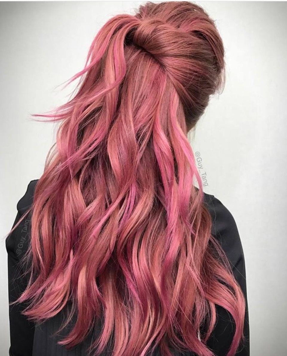 Balayage hair Pink Rose Gold guy Tang