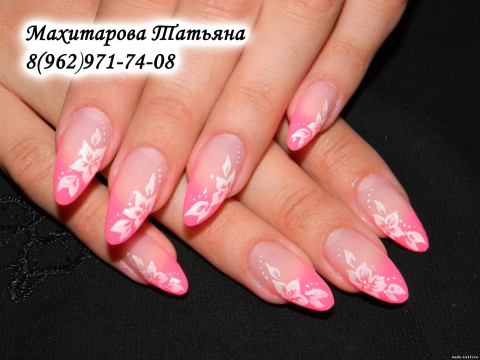 Френч розовый с блестками