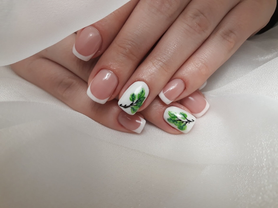 Френч белый с зеленым