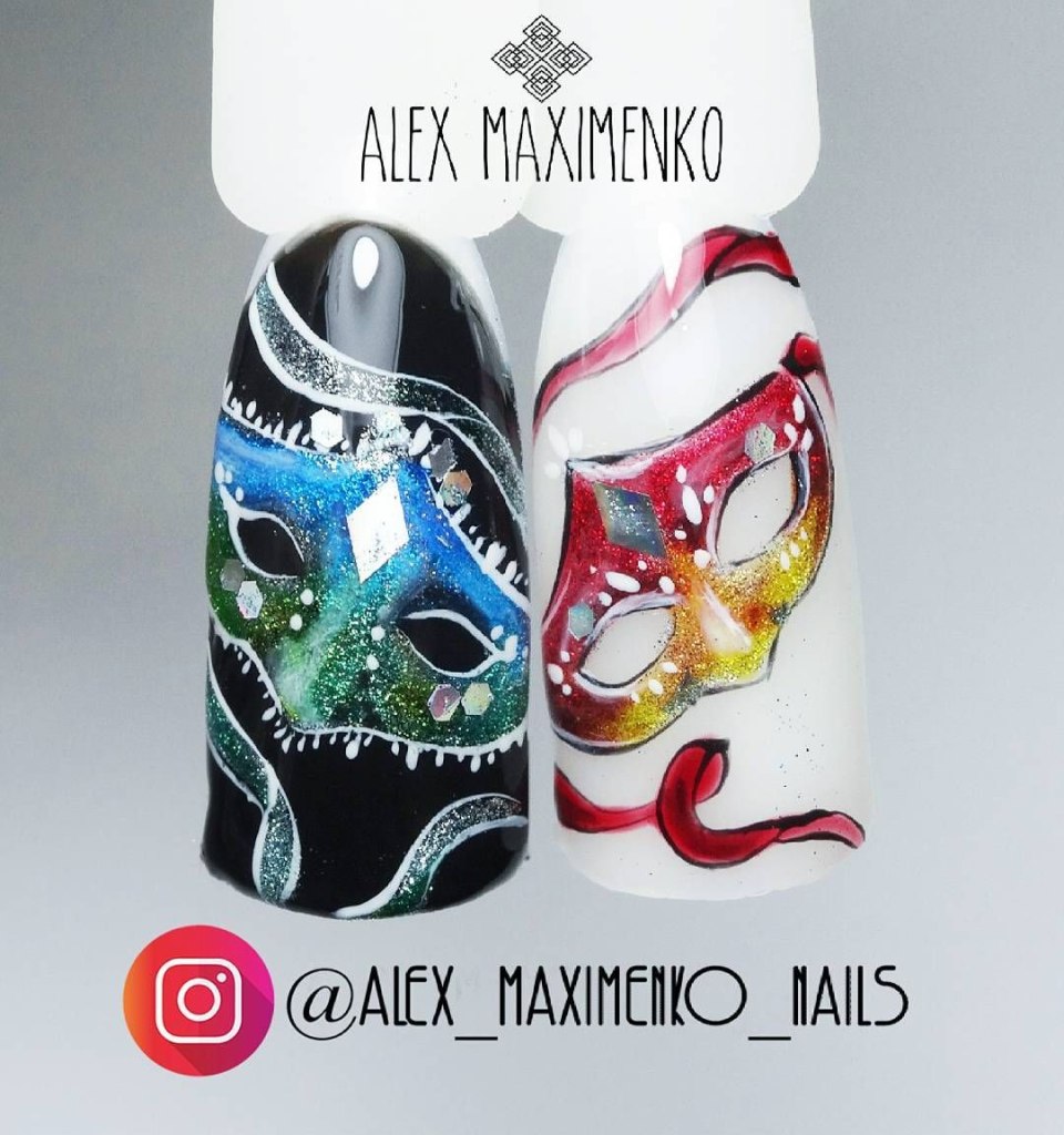 Маникюр с изображением маски