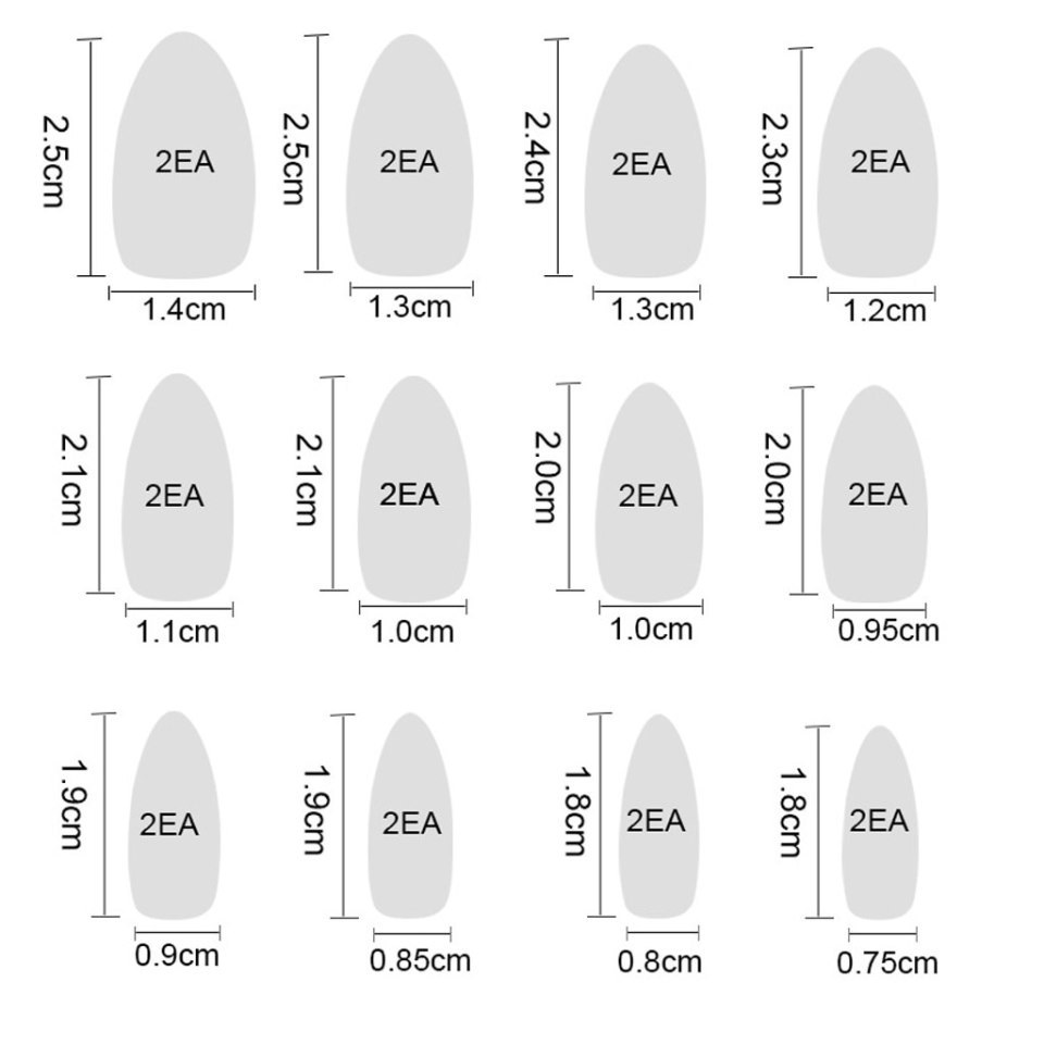 Размеры ногтей для наращивания таблица