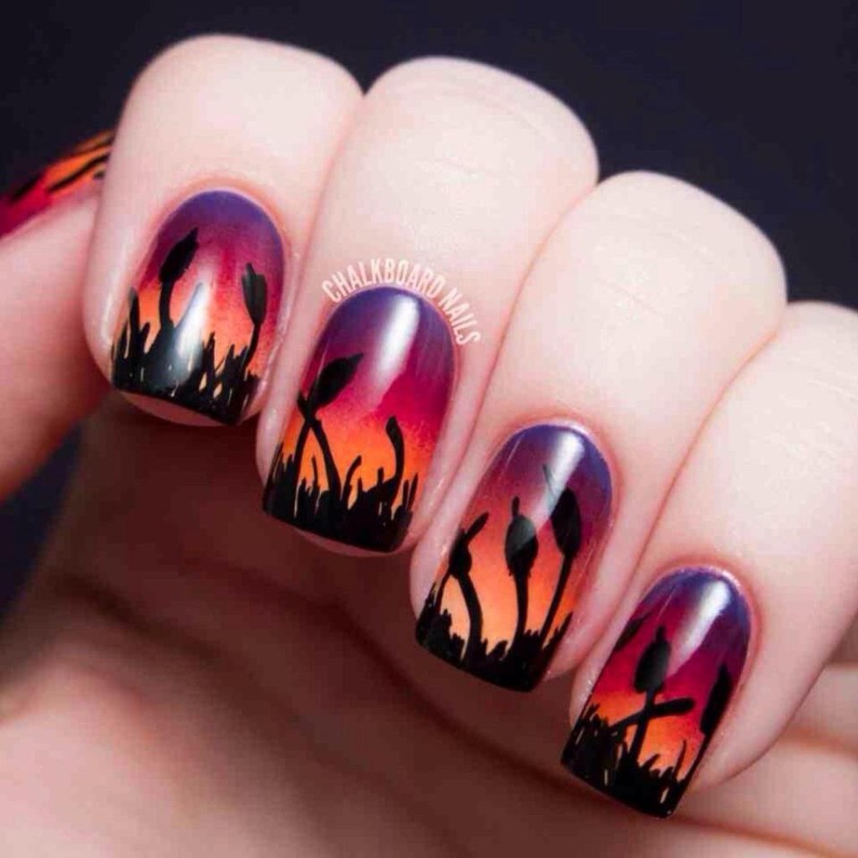 Маникюр омбре закат