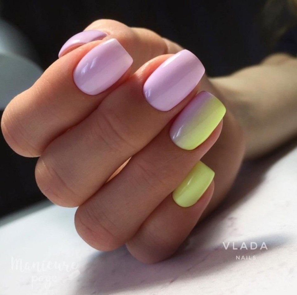 Ногти разноцветные нежные