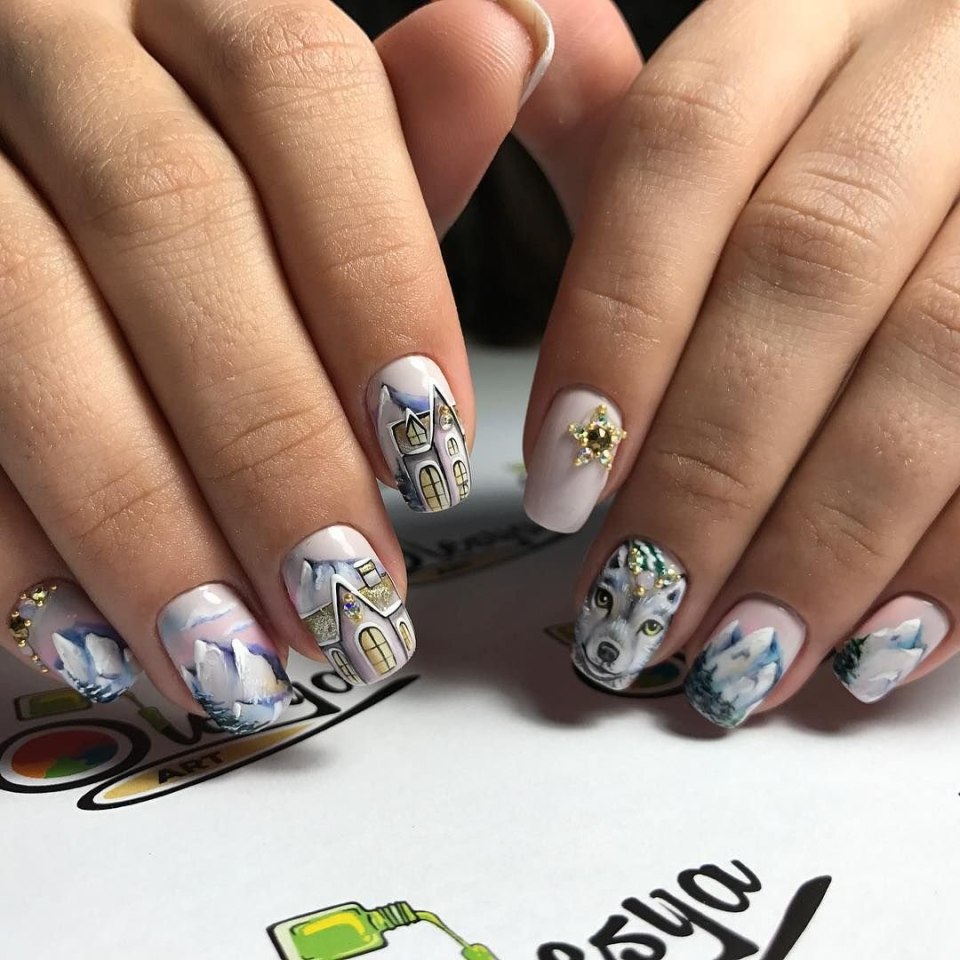 Маникюр с ежиком