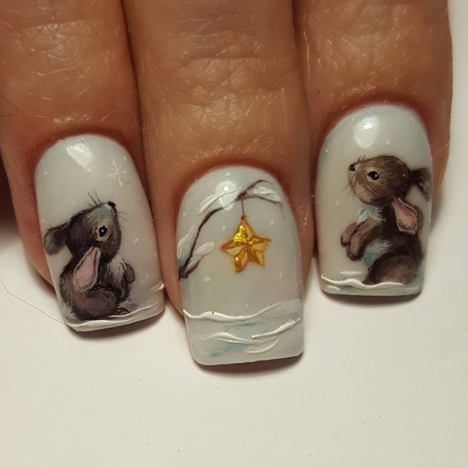 Ногти с ежиком