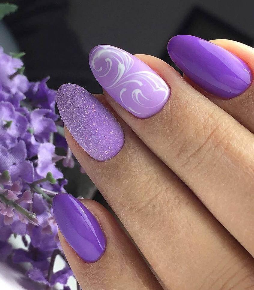 Маникюр на короткие Лаванда