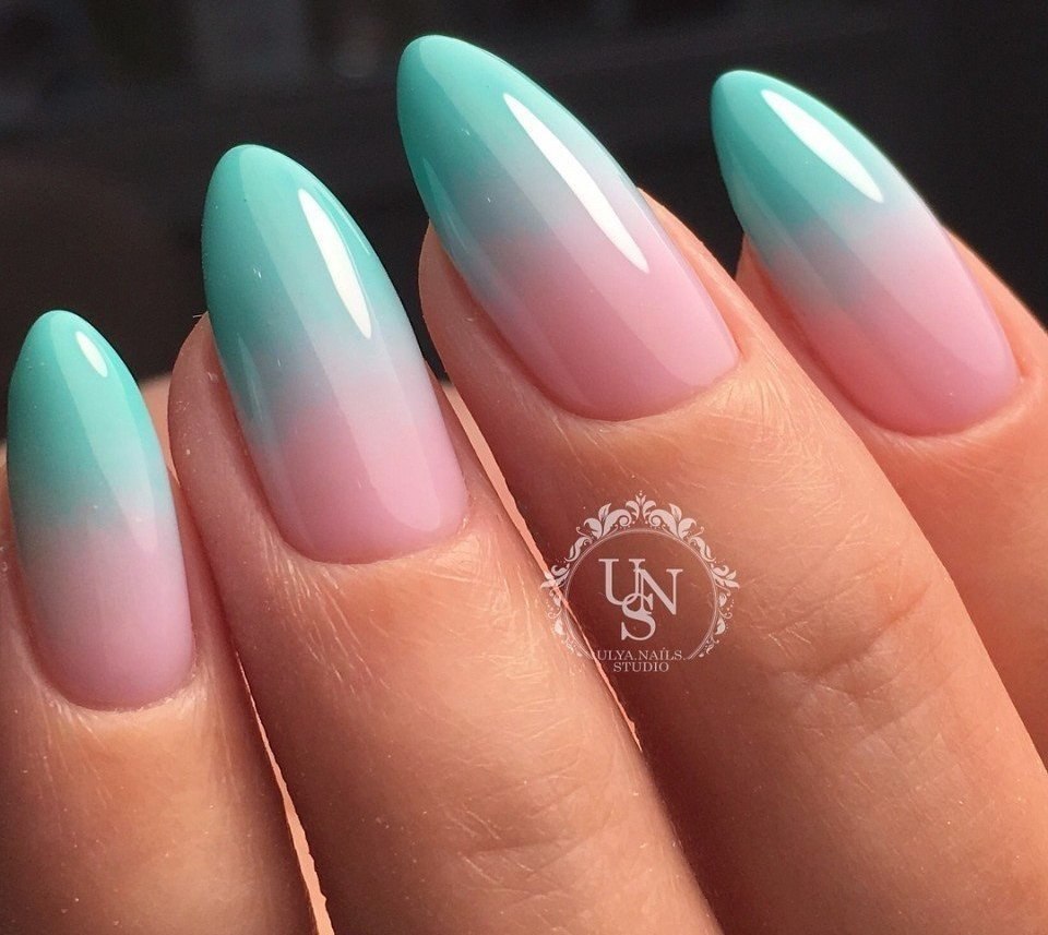 Ногти миндаль омбре градиент