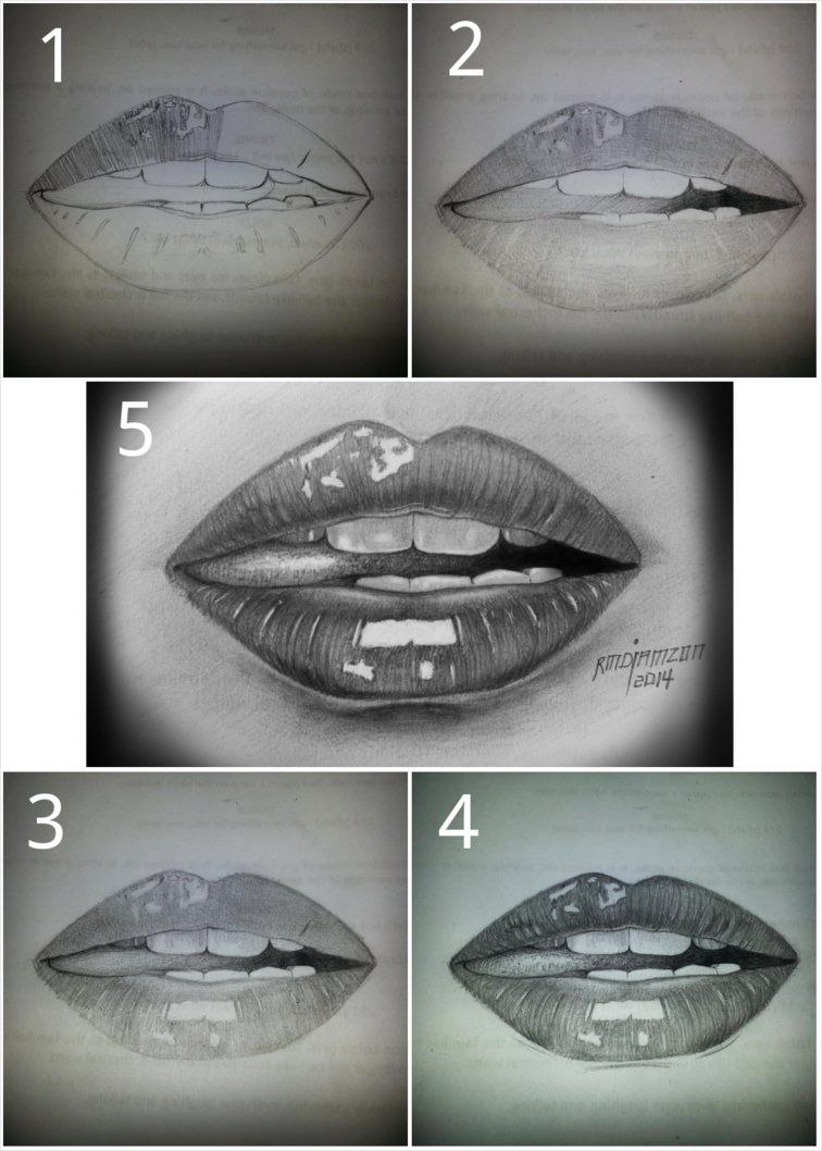 Рисунки чёрной ручкой губы