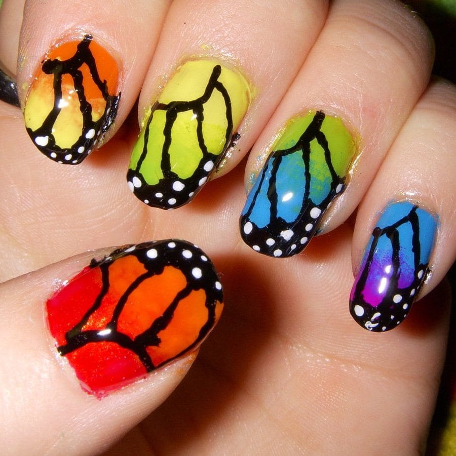 Ногтевые рисунки. Рисунки на ногтях. Ногти яркие с рисунком. Маникюр яркий с рисунком. Ногти с бабочками.