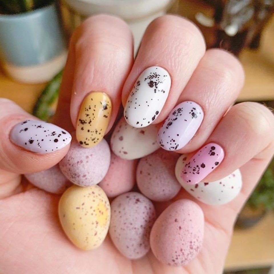 Маникюр перепелиное яйцо на короткие ногти