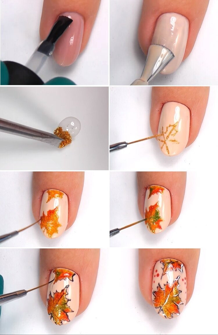Осенний маникюр пошагово