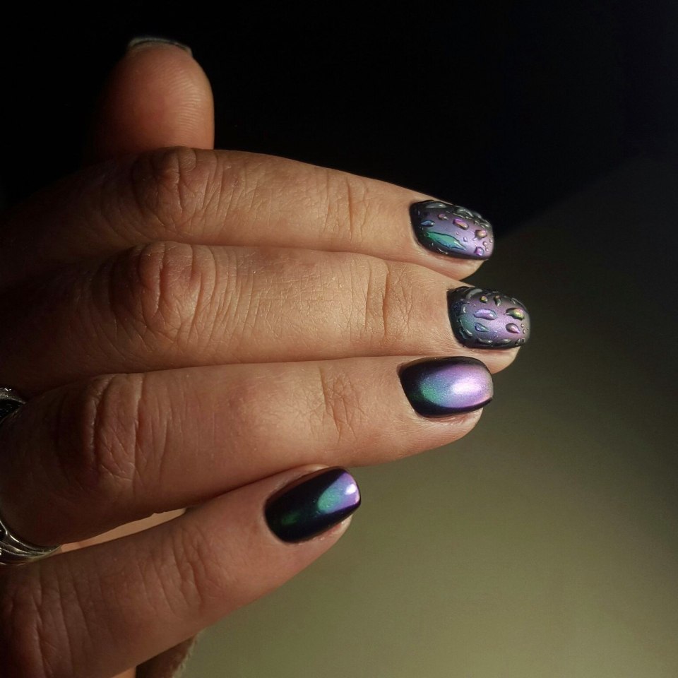 Маникюр кошачий глаз