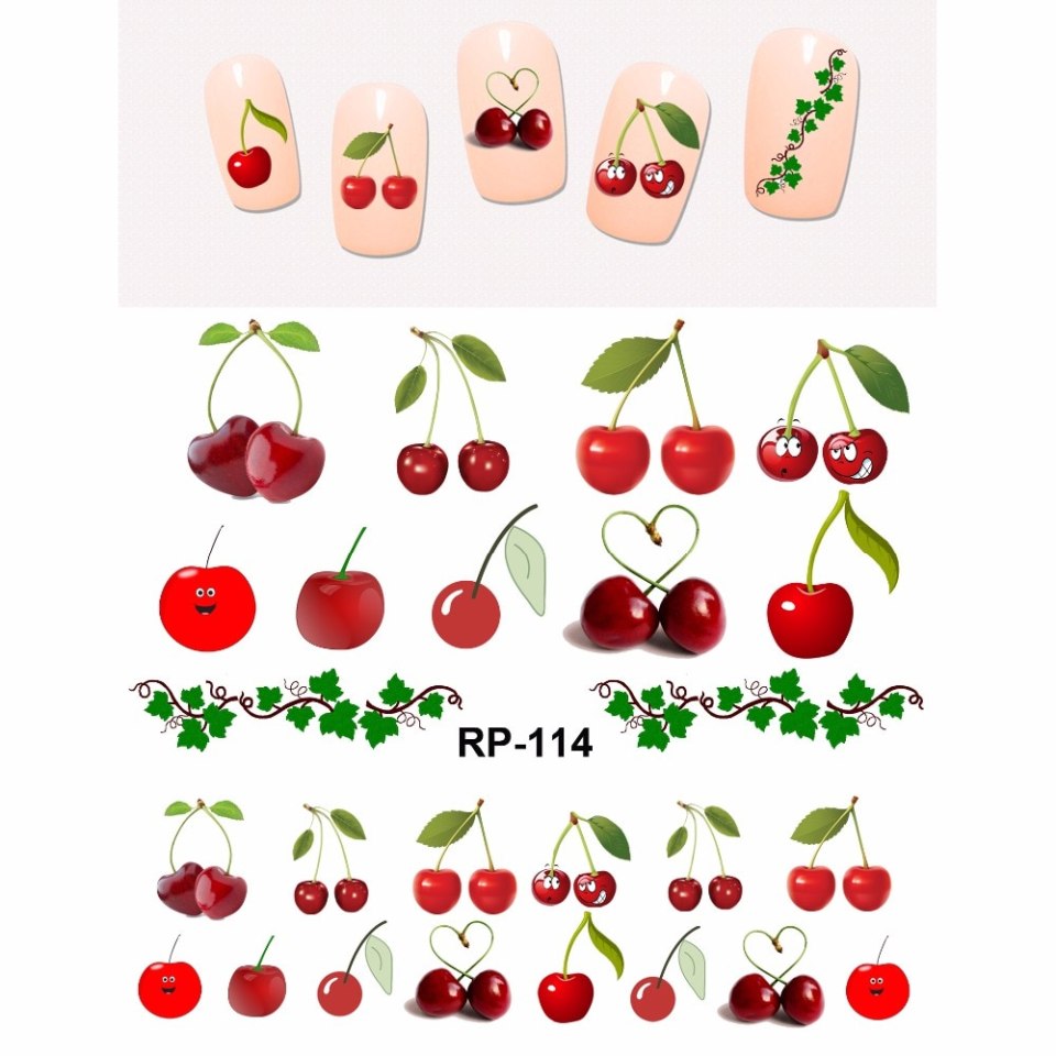 Объёмные наклейки фруктов на ногти