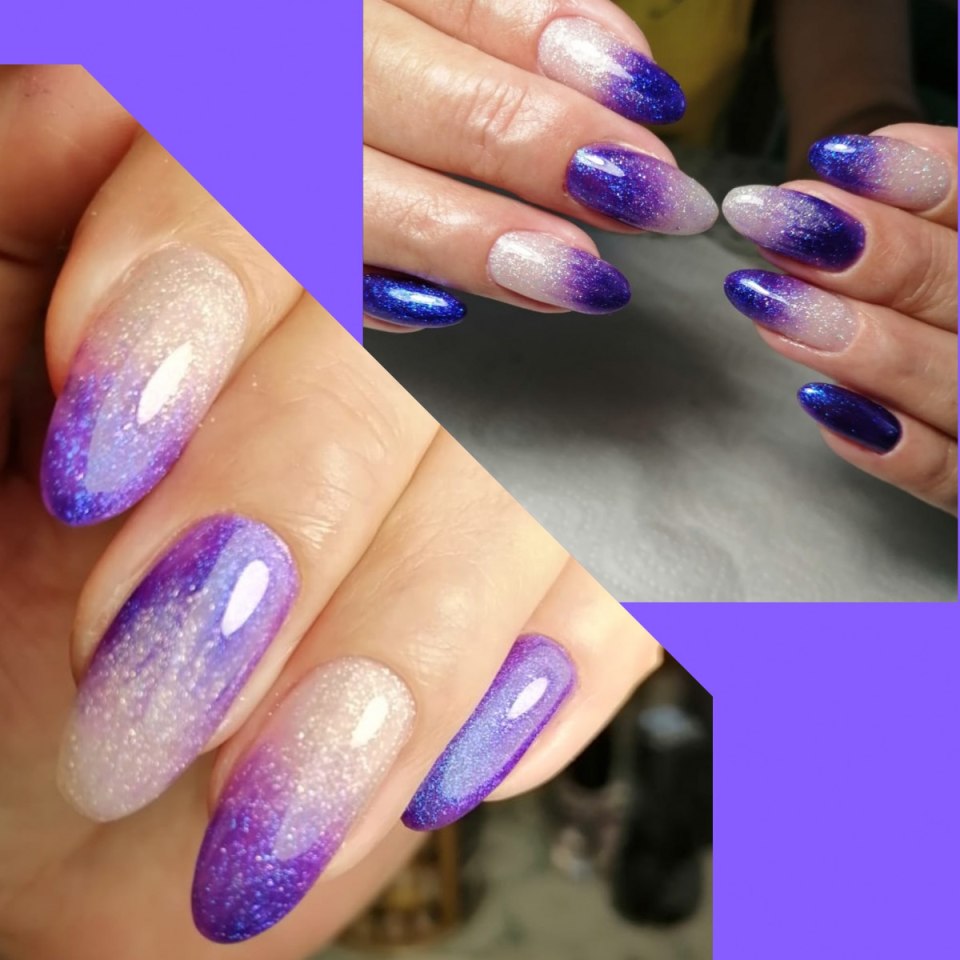 Градиентный маникюр с блестками