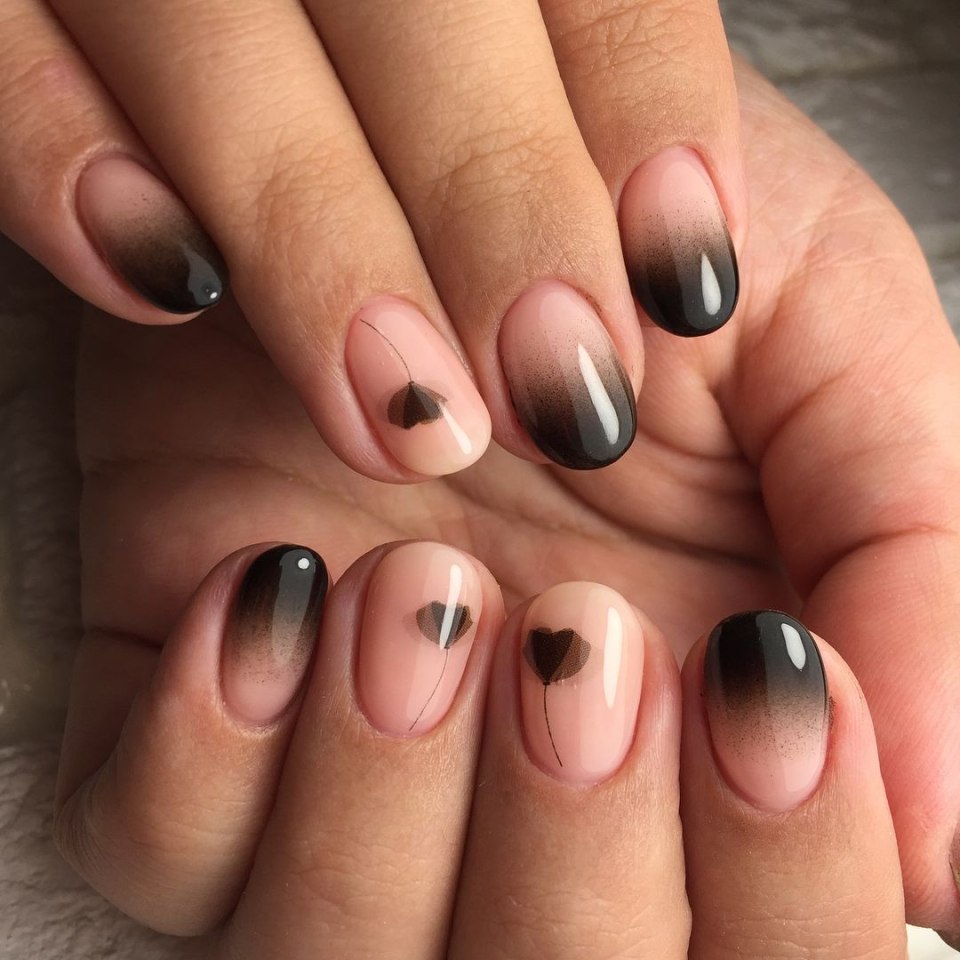 Омбре на короткие ногти