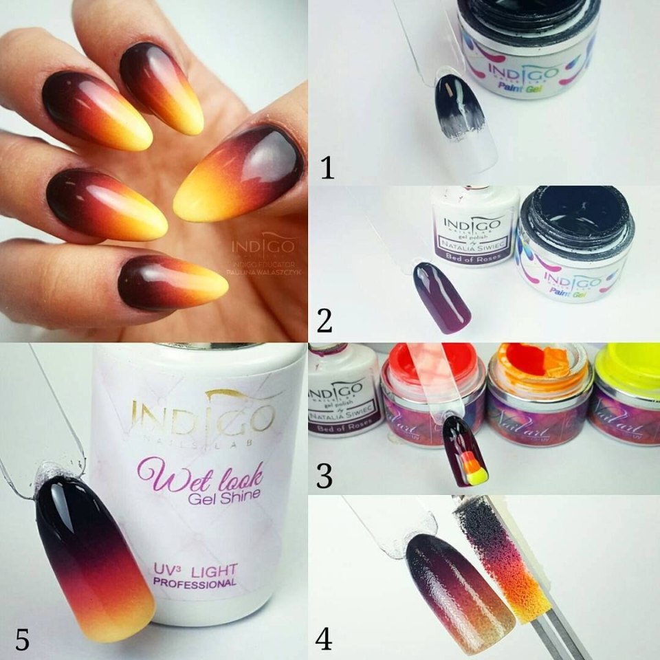 Омбре на ногтях пошагово кистью