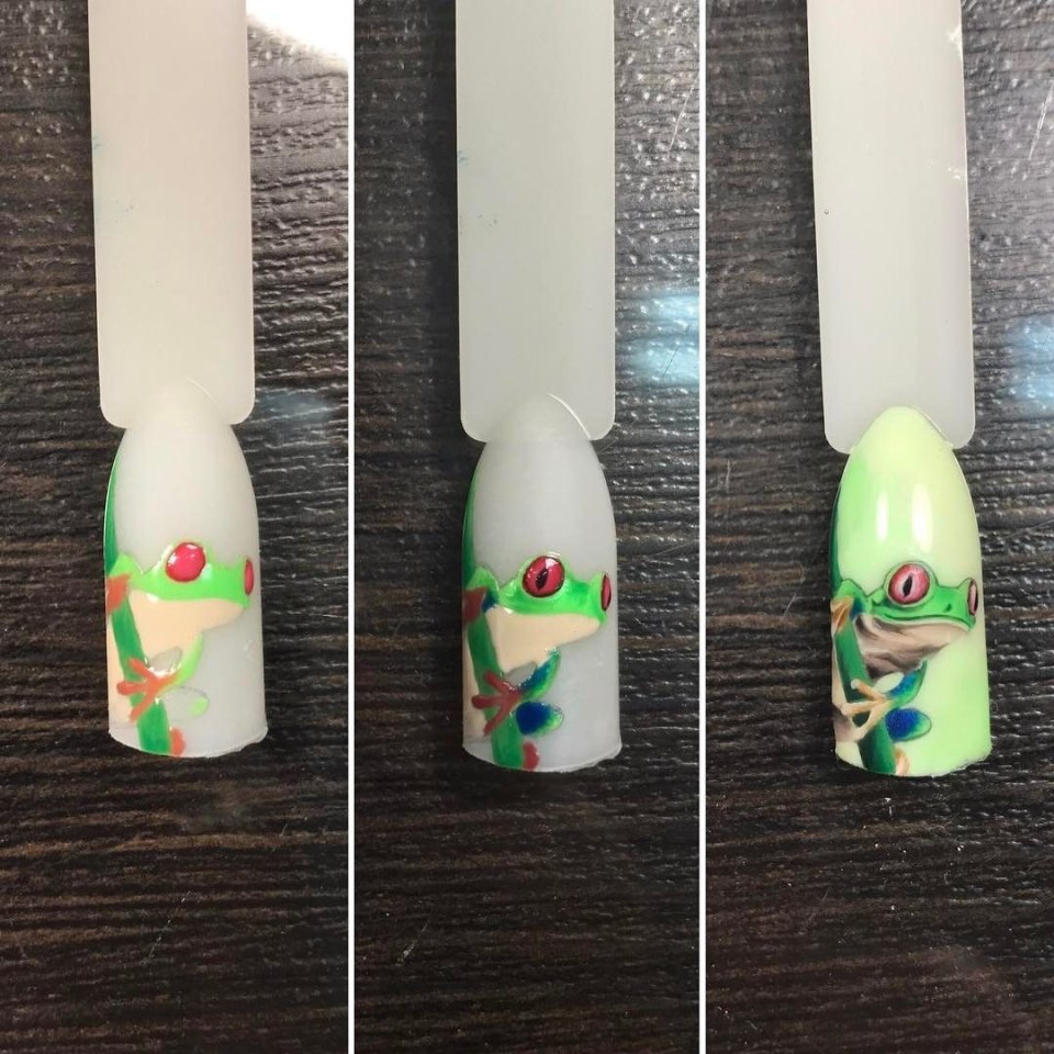 Лягушка на ногтях пошагово