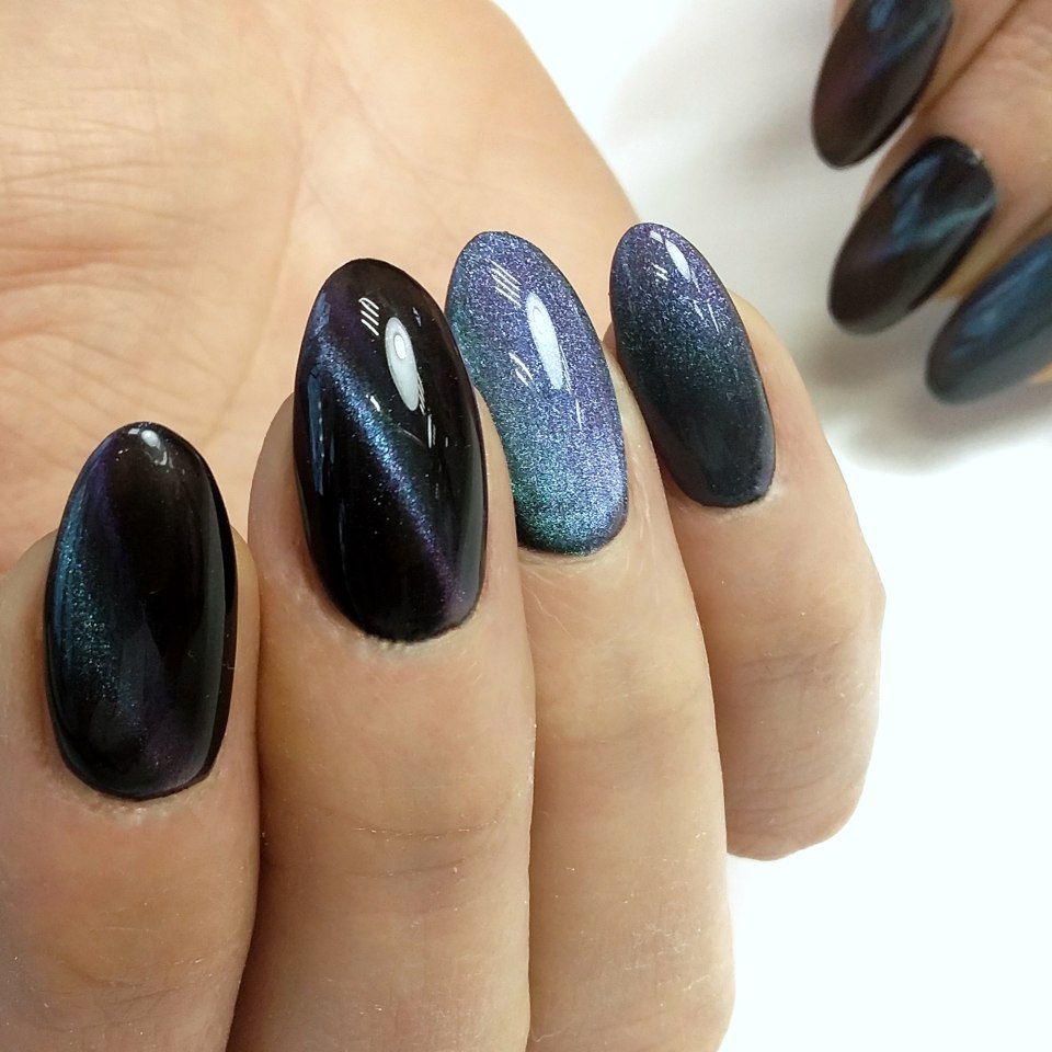 Осенний маникюр кошачий глаз