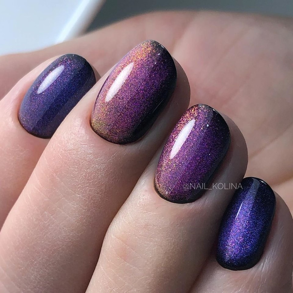 Кошачий глаз маникюр 2021 бежевый