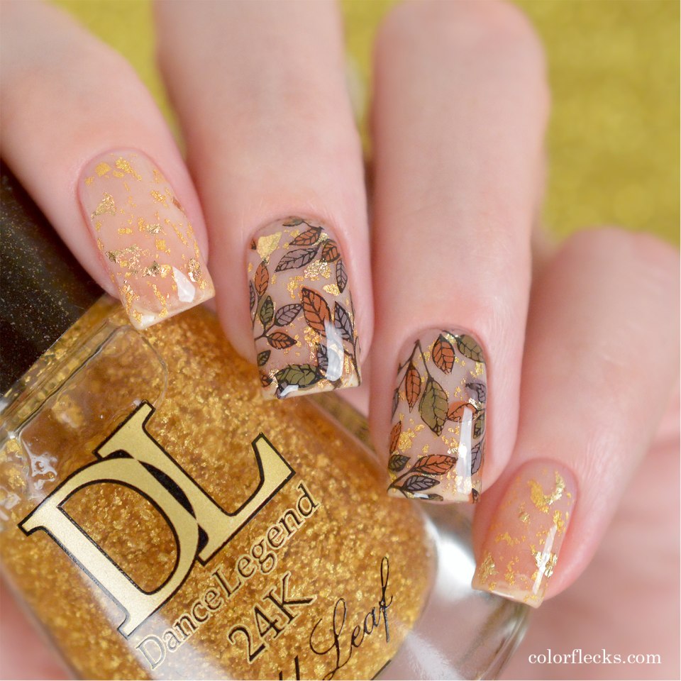 Маникюр желтый с золотом