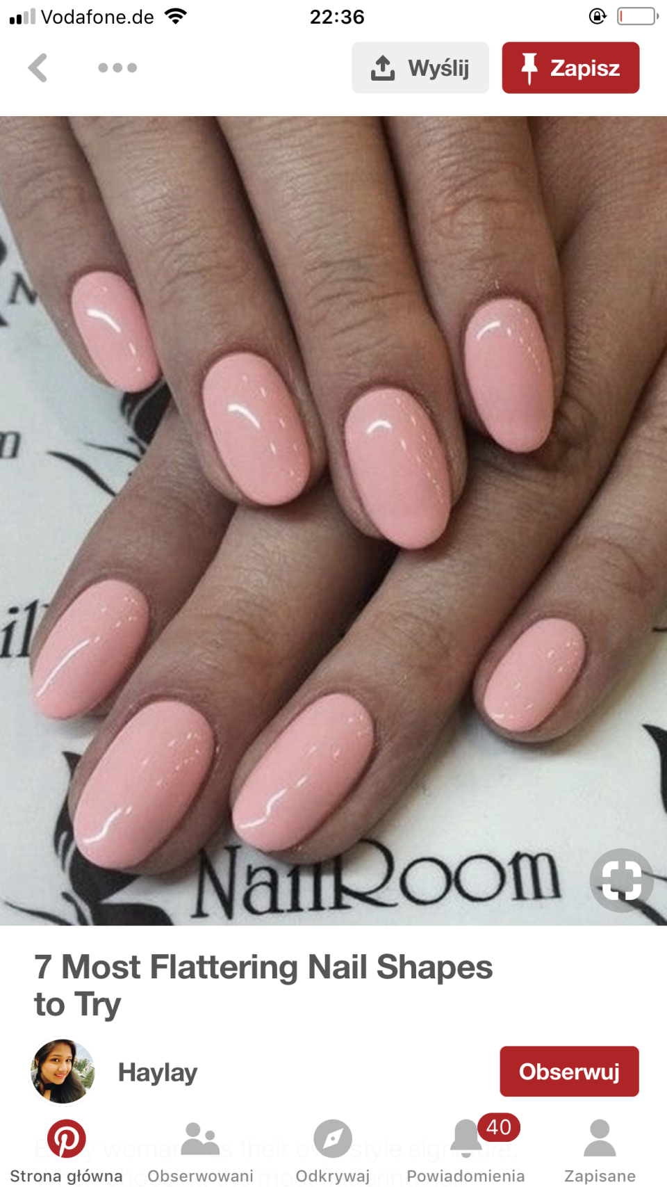 Коралловые острые ногти