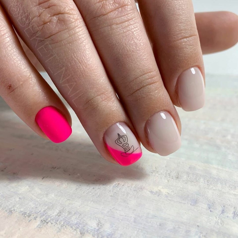 Летний маникюр на короткие круглые ногти