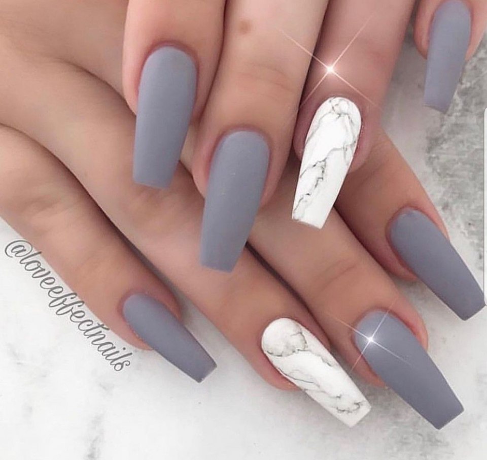 Маникюр на длинные квадратные ногти