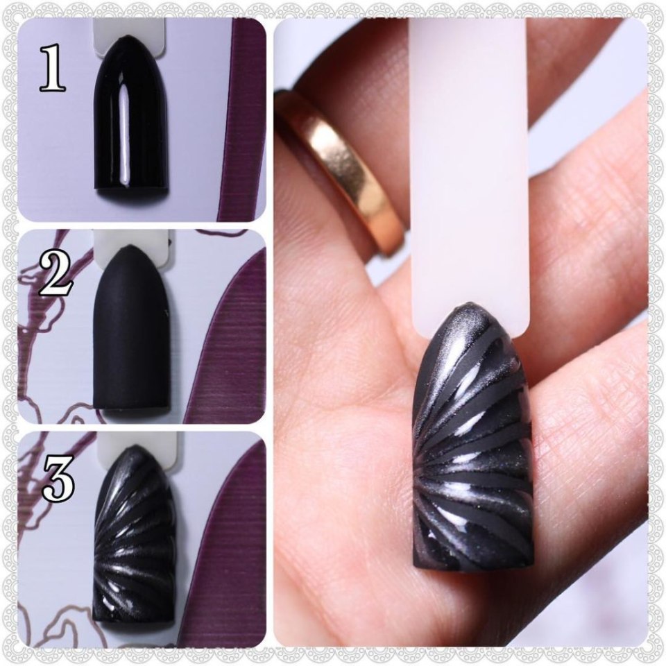 Маникюр кошачий глаз с матовым топом