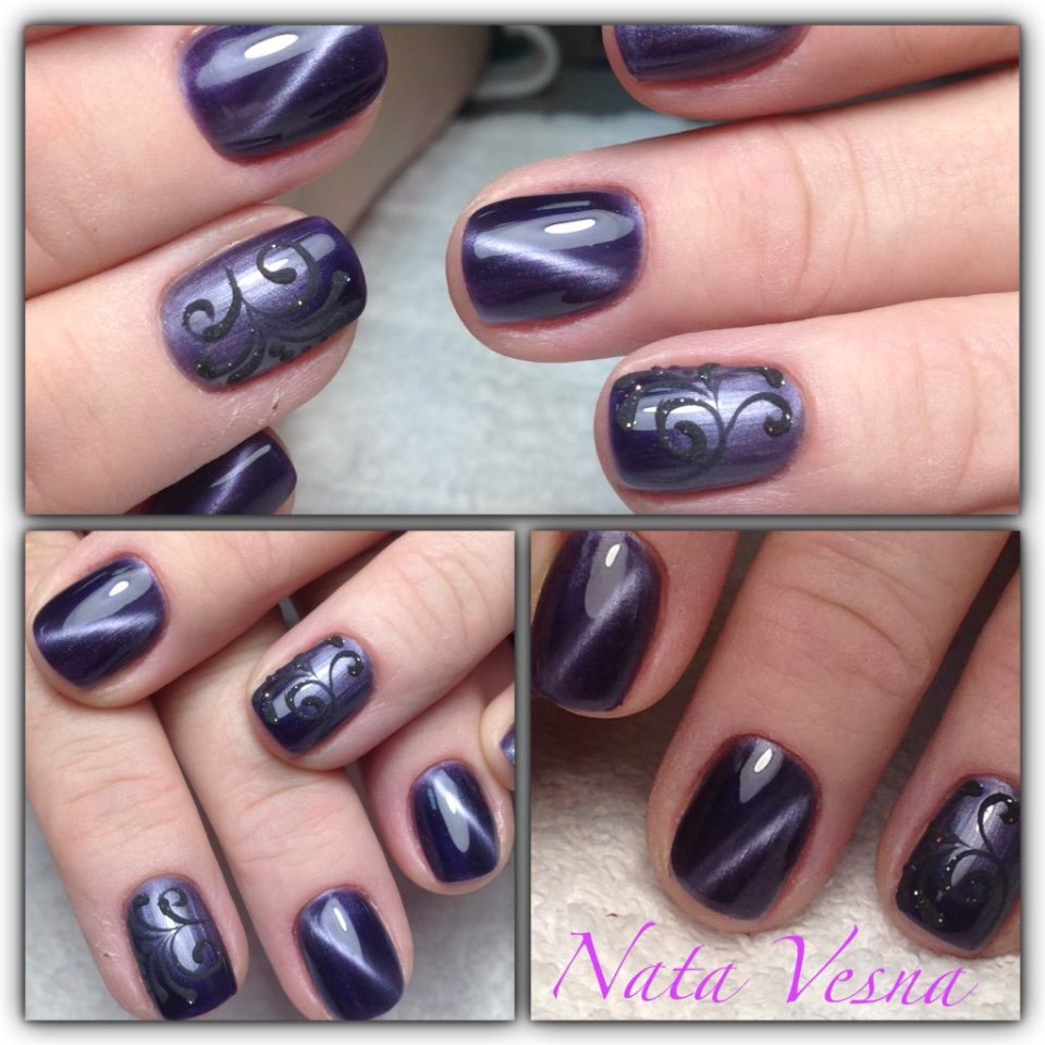 Покрытие ногтей кошачий глаз