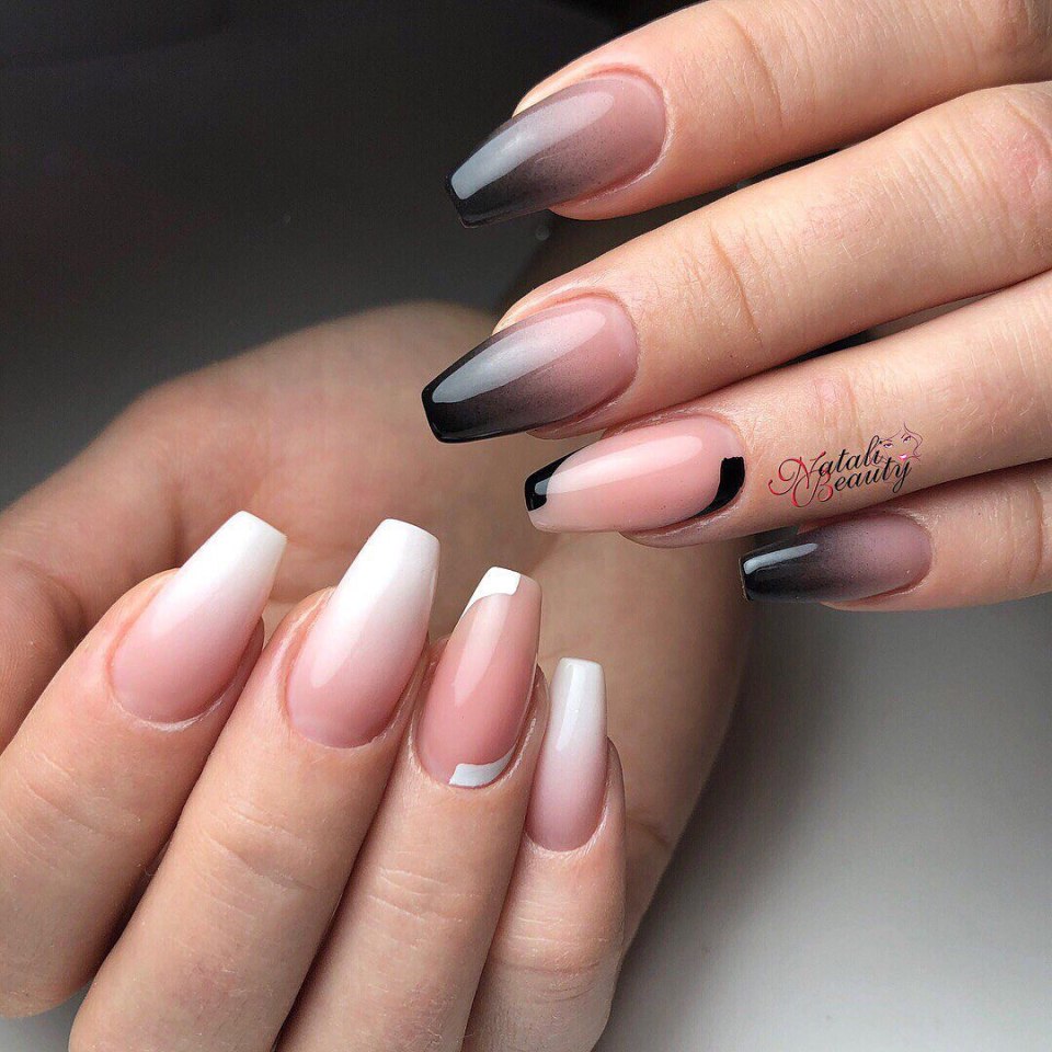 Маникюр на длинные квадратные ногти