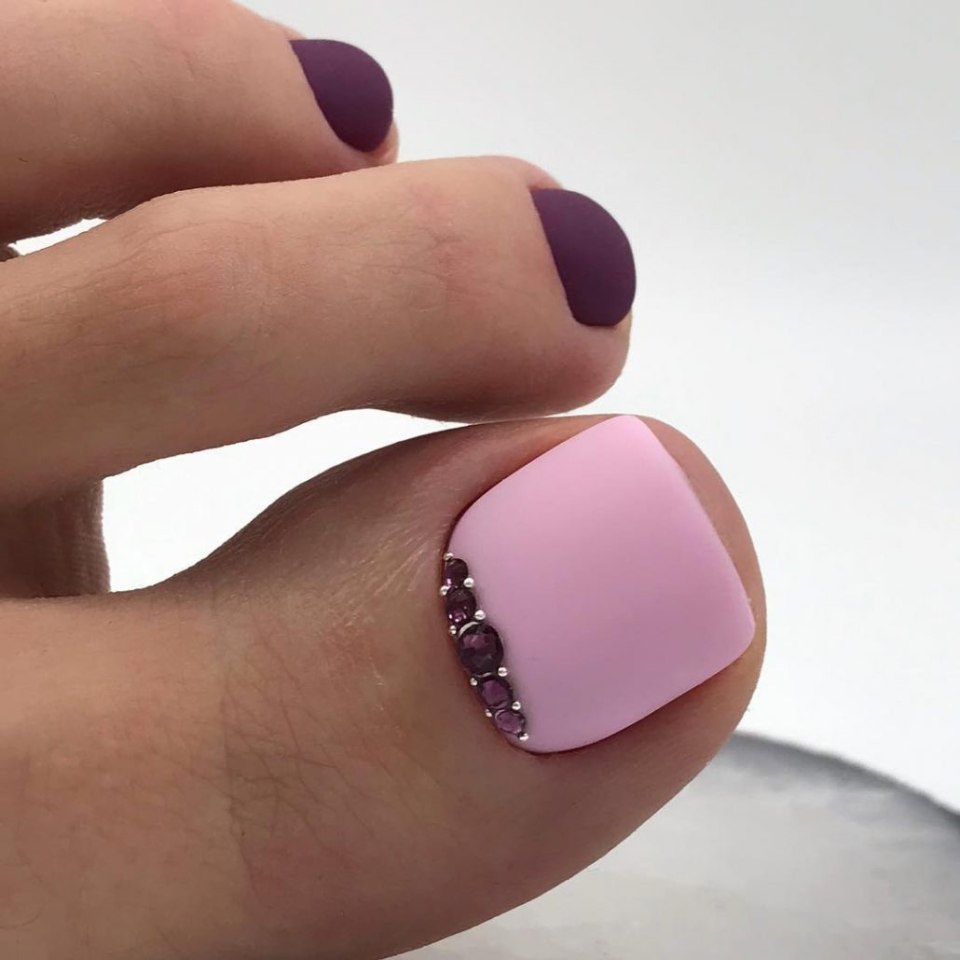 Серо синий маникюр