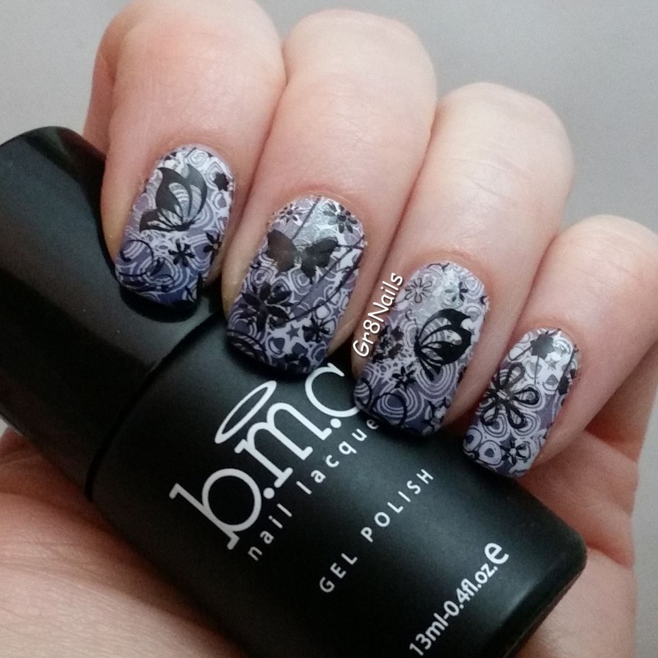 Френч с серебристыми узорами