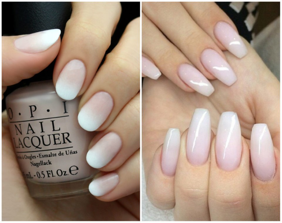 Маникюр омбре камуфляж с белым