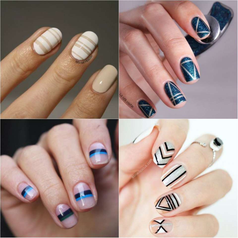 Маникюр на короткие ногти с полосками