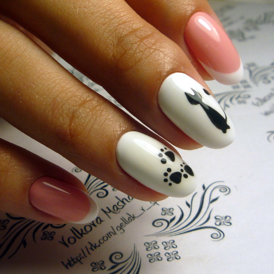 Маникюр кошачий глаз френч