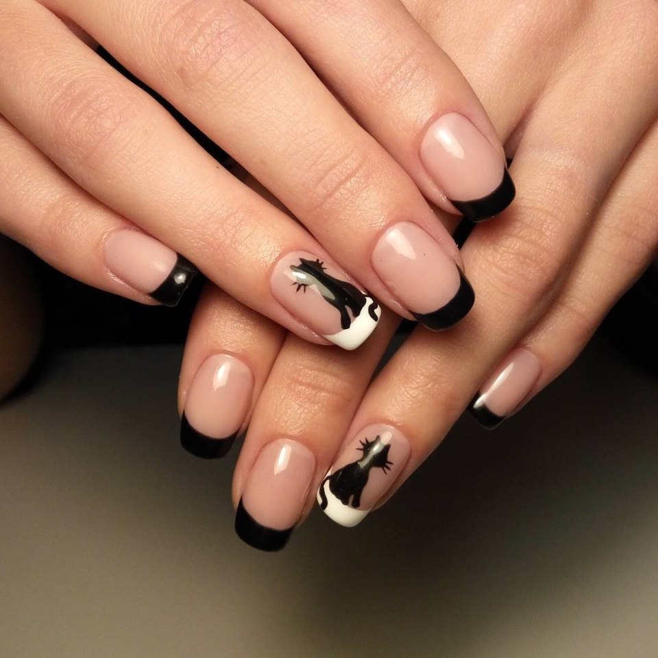 Маникюр французский с рисунком