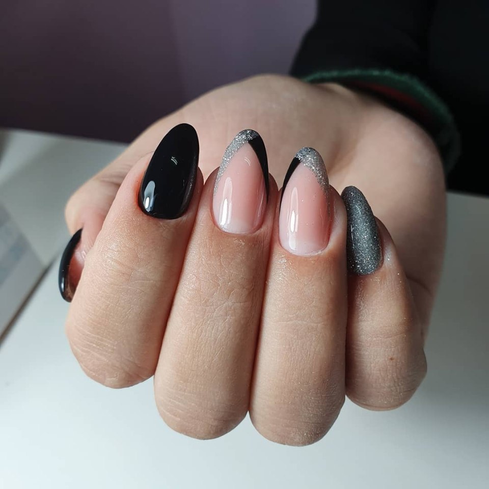 Френч черный с серебром