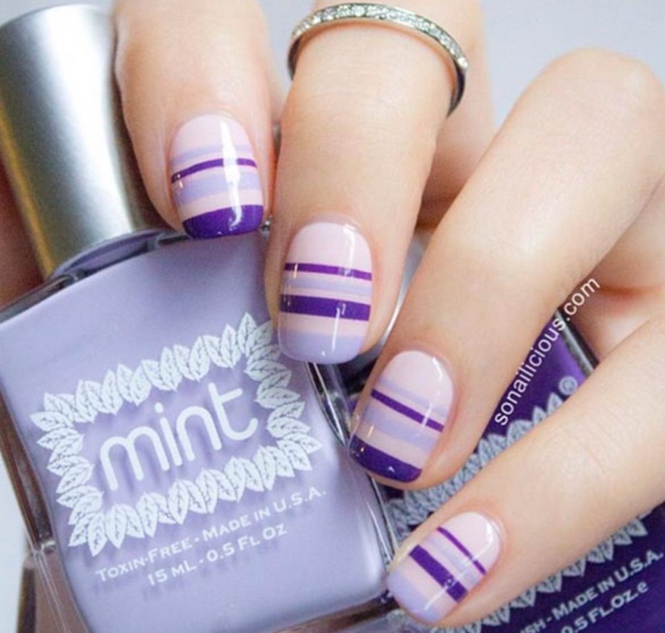 Серо фиолетовый маникюр