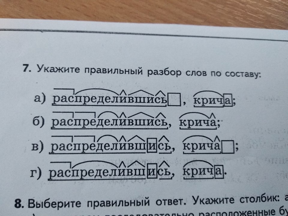Правильный разбор слова
